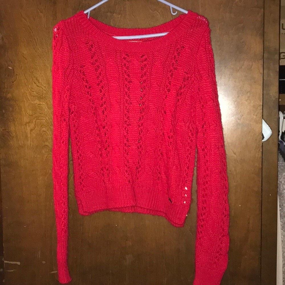 Red knit sweater Hollister